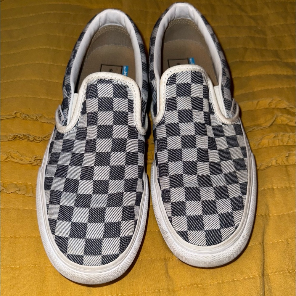Checkered Vans Platform Ultracush Lite slide ons